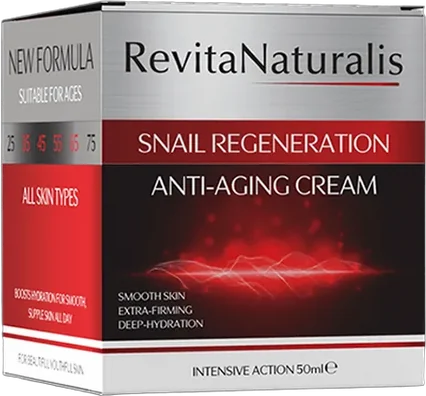 RevitaNaturalis – srebrno-czerwony kartonik kremu z nazwą produktu i oznaczeniem pojemności 50 ml na froncie