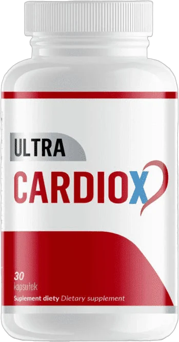 Ultra Cardio X – biała butelka suplementu diety w kapsułkach z czerwonymi pasami i napisem 30 kapsułek